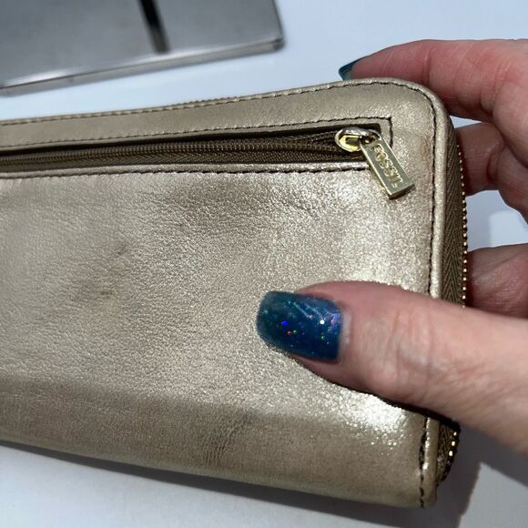 Fossil Gold Zip Around Wallet/Wristlet - Picture 8 of 11